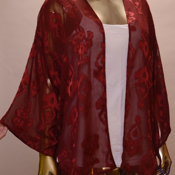 Sheer open-front dolman sleeve cardigan - Picture 6 of 6